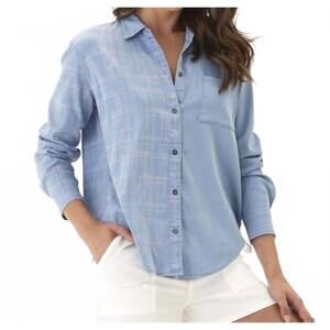 NEW THREADS 4 THOUGHT prudence grid plaid button down shirt in light wash
